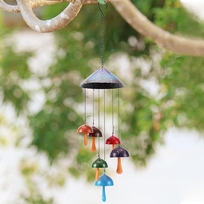 Mothers Day Mushroom Gifts Wind Chimes, Iron Mushroom Housewarming Gifts Wind Chimes for Outdoor, Garden, Patio Decor, Mushroom Gifts for Women Mom Grandma Friend