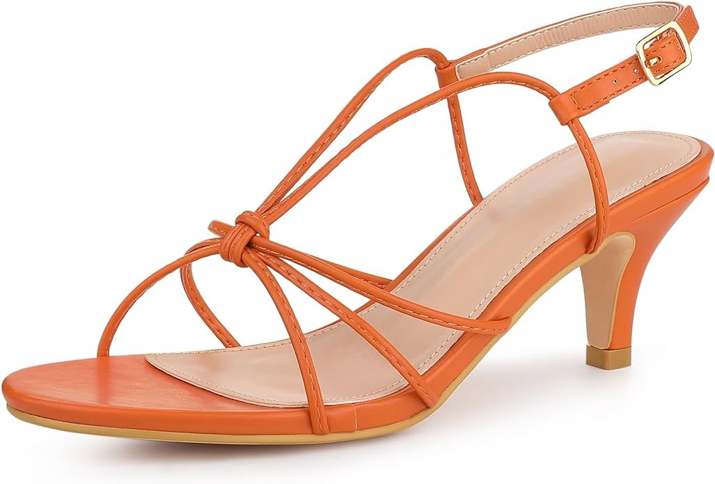 Allegra K Women's Strappy Slingback Kitten Heels Sandals