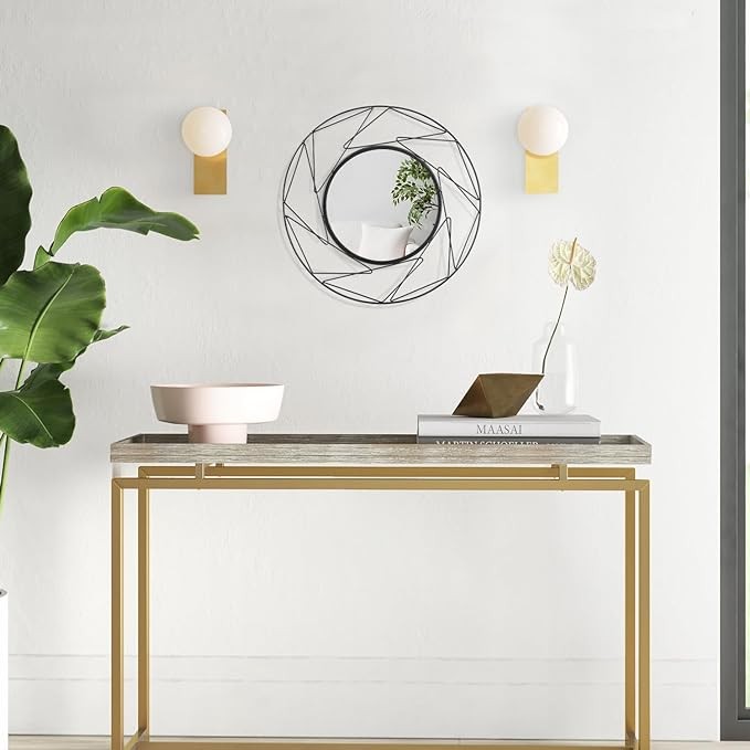 Round Wall Art Mirror Decor Black Circular Mirror for Home Décor, Accent Mirror Small Wall Circle for Wall Metal Frame Make up Mirror for Entryway Living Room, Bedroom, Bathroom Decorative