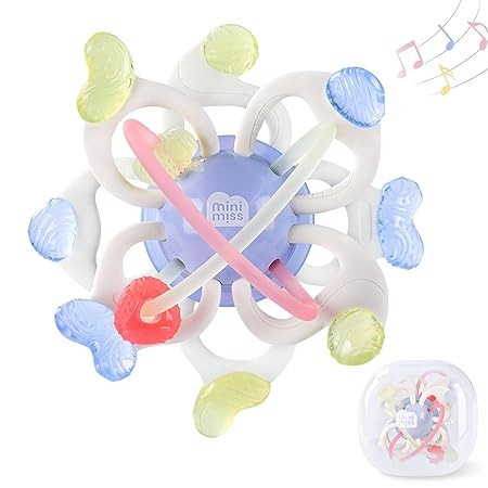 Minimiss Update Baby Teething Toys, Infant Teethers Montessori Toys, Infant Sensory chew rattles Toy Gift for Newborn 0-6 Months