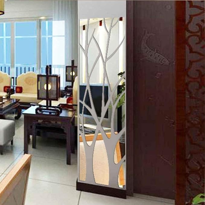 CrazyDeal Family Tree Wall Decor Abstract Wall Art 3D DIY Acrylic Decorative Mirror Wall Stickers for Living Room Bedroom Kitchen The Home Modern Decorations 60x16 inch