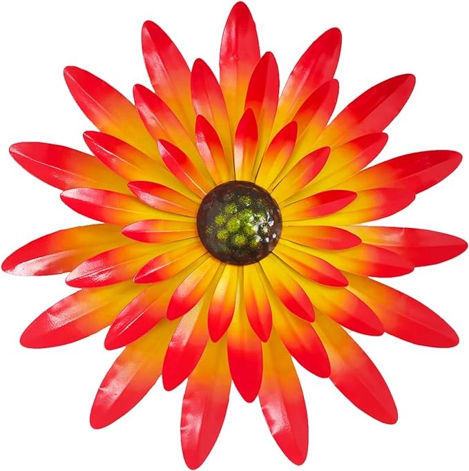 LITIALLY Outdoor Metal Flower Wall Art Garden Decor Cute Flowers Decorations A