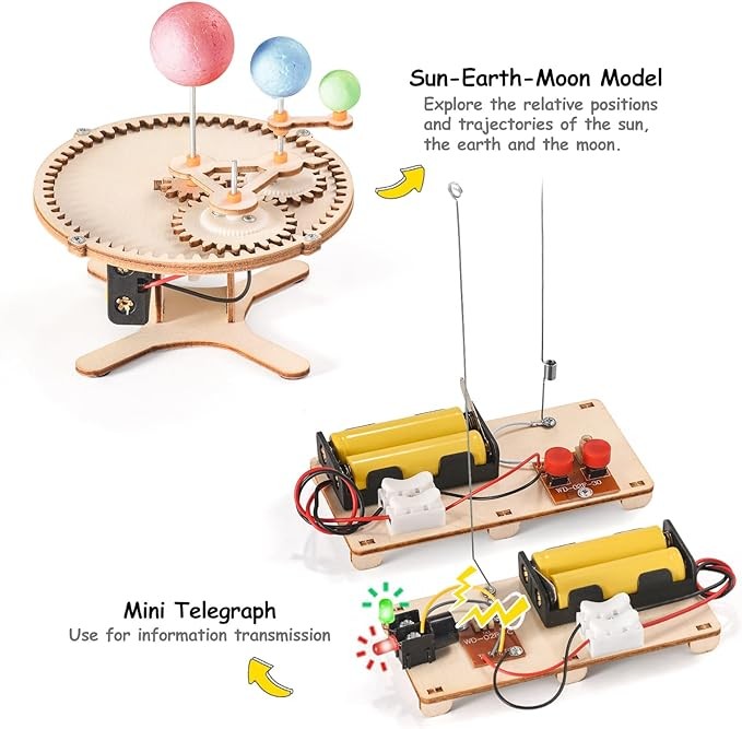 Roll over image to zoom in STEM Science Kits, 5 Set Building Kits for Kids Ages 8-12, 3D Wooden Puzzles, Wood Crafts for Boys 6-8, Science Experiment Projects, Woodworking Model Kit, STEM Toys for 6 7