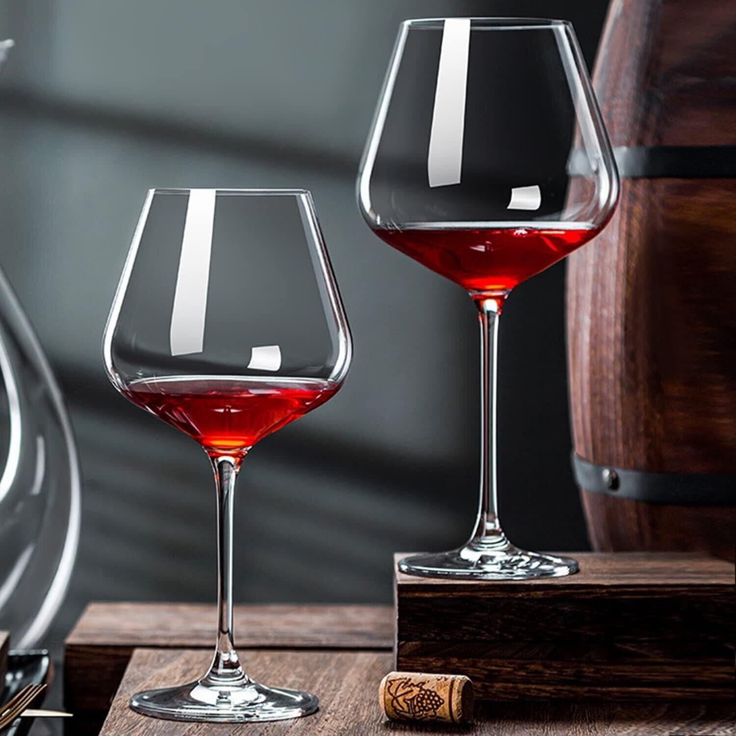 14oz Red Wine Glasses Set of 6,Clear Crystal Burgundy Glasses for Wine Tasting