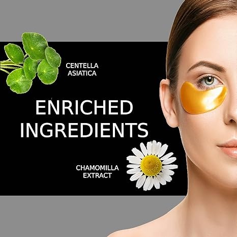 Skin Care Under Eye Patches, Golden Under Eye Masks for Dark Circles and Puffy Eyes, Eye Mask with Amino Acid, Irish Sea Moss & Collagen, Spa Eye Masks for Face Care, Beauty & Personal Care - 16 Pairs