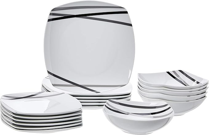 AmazonBasics 18-Piece Dinnerware Set - Modern Beams, Service for 6