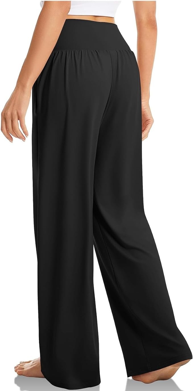 Baggy Wide Leg Yoga Pants for Women Crossover High Waisted Sweatpants Soft Trouser Style Lounge Pants with Pockets