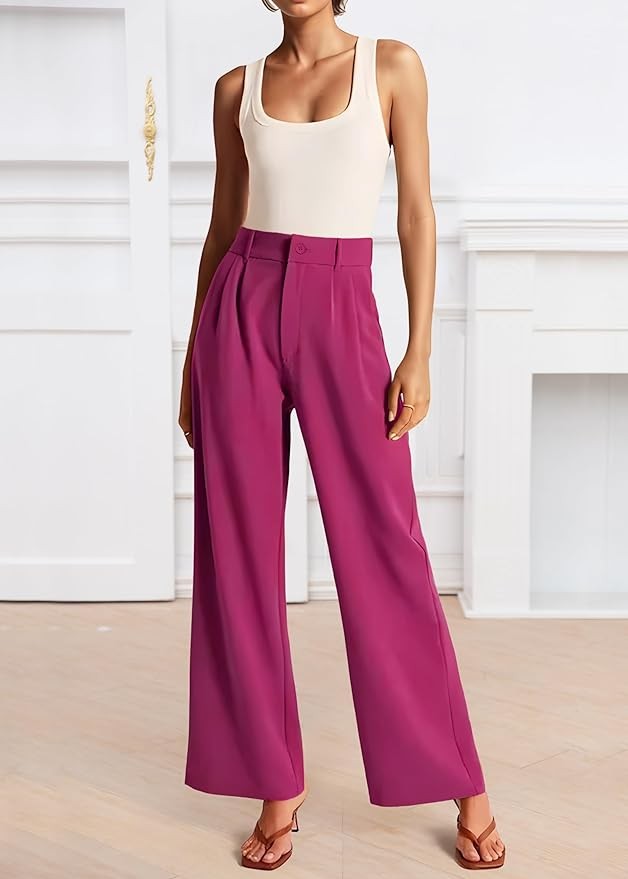 NOAHELLA Womens Wide Leg Pants High Waisted Business Casual Summer Dress Pants Palazzo Long Work Trousers with Pockets