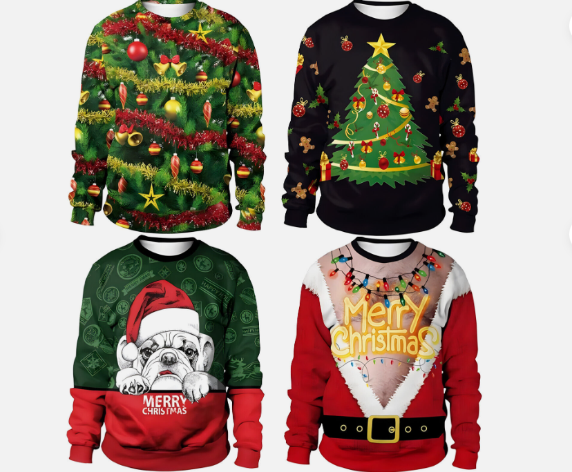 Ugly Christmas Sweater Unisex 3D Graphic Crewneck Pullover Shirt Party Apparel