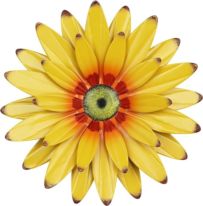 hogardeck Sunflower Decor 11" Metal Flower Wall Decor for Indoor Outdoor, Sunflower Kitchen Decor Floral Metal Wall Art, Sunflower Wall Decor for Bathroom, Living Room, Porch, Garden, Yard, Backyard