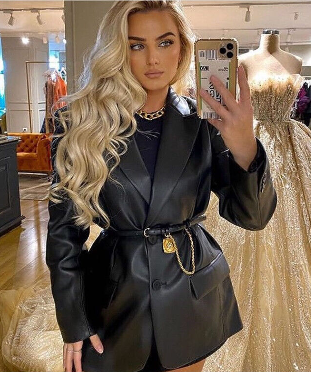 ZARA BLACK PADDED SHOULDER LAPEL COLLAR OVERSIZED MASCULINE FAUX LEATHER BLAZER