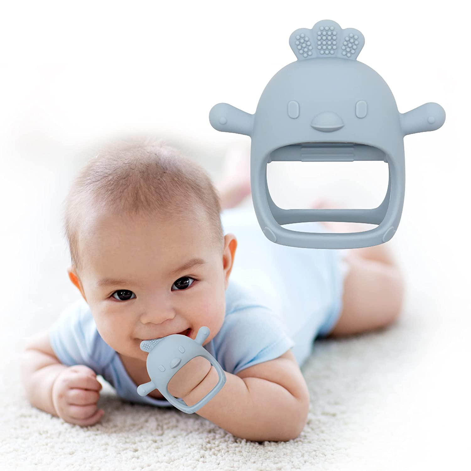 Silicone Teether Toy, for Babies 0-6 Months, BPA Free, anti Dropping Wrist Hand