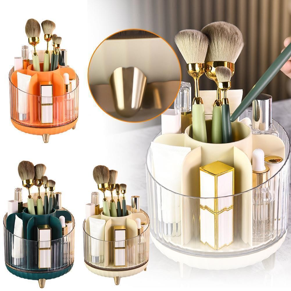 360° Rotating Makeup Brushes Holder Desktop Makeup Organizer Box ew) Case N X1K6