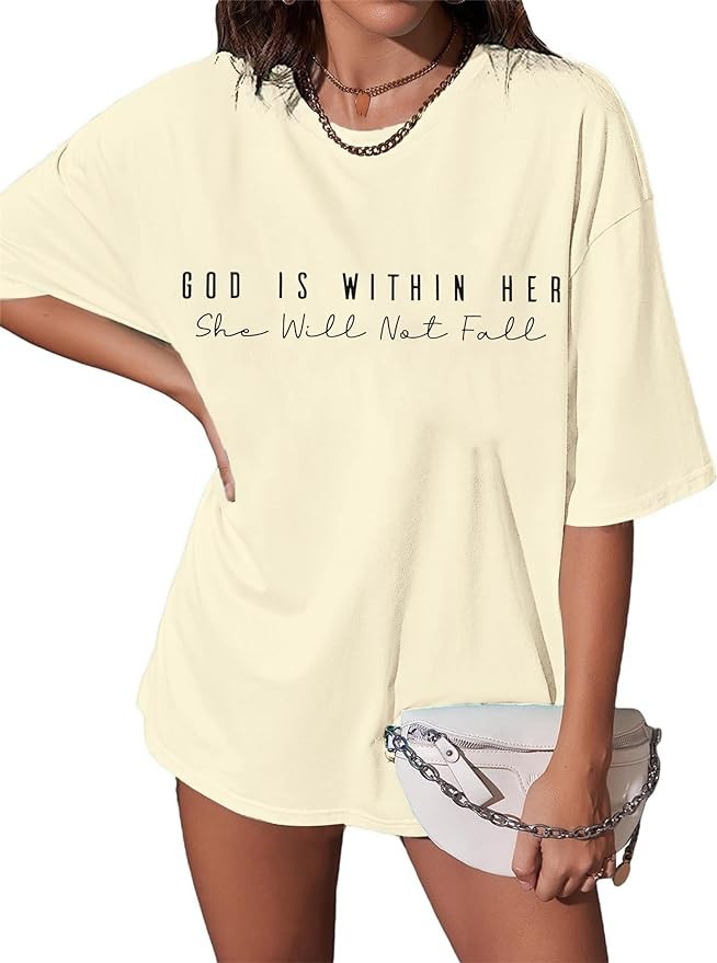Oversized Christian Shirts for Women is Within Her T Shirt Casual Christians Inspirational Tee Tops