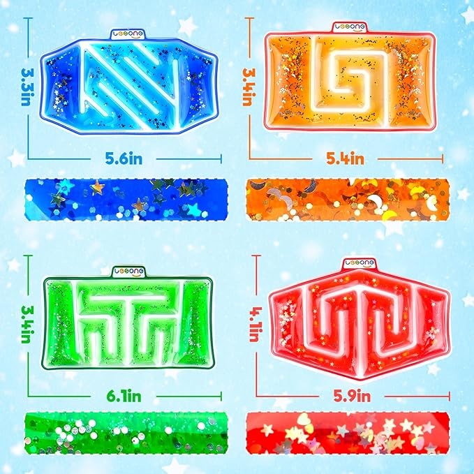 Squishy Tube Sensory Fidget Toys for Kids: 4 Pack Sensory Toy Maze Filled with Colorful Goo, Glitter, Calming Toys for Children Teens with Autism, ADHD - Stress Anxiety Relief Special Needs Classroom